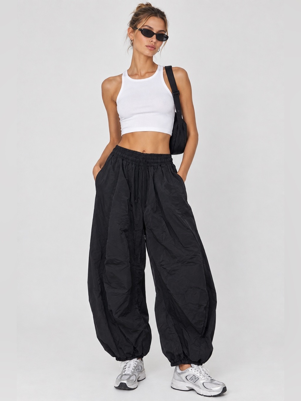 Free People Movement Balloon Parachute Pants XS Black Barrel Athleisure Sporty